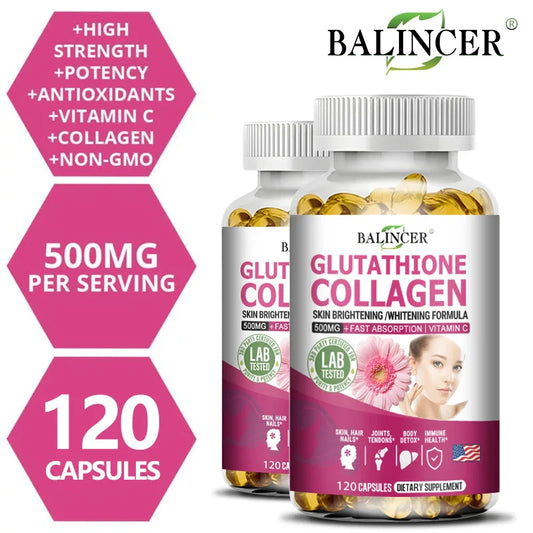 Collagen Capsules,Containing Glutathione,Vitamin C,Help Support Joint Cartilage,Calcium Absorption and Immune System,Skin Health